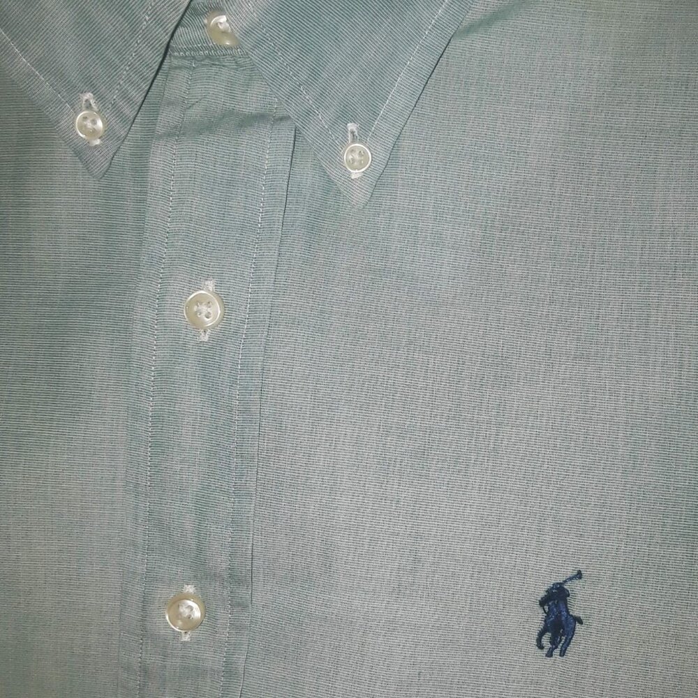 Ralph Lauren logo monogram sage-green-gray shirt with polo pony embroidered
